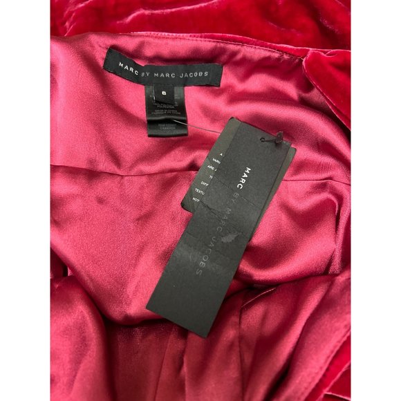 Vintage MJ Marc Jacobs Red Bow Velvet Silk Top - Picture 3 of 6